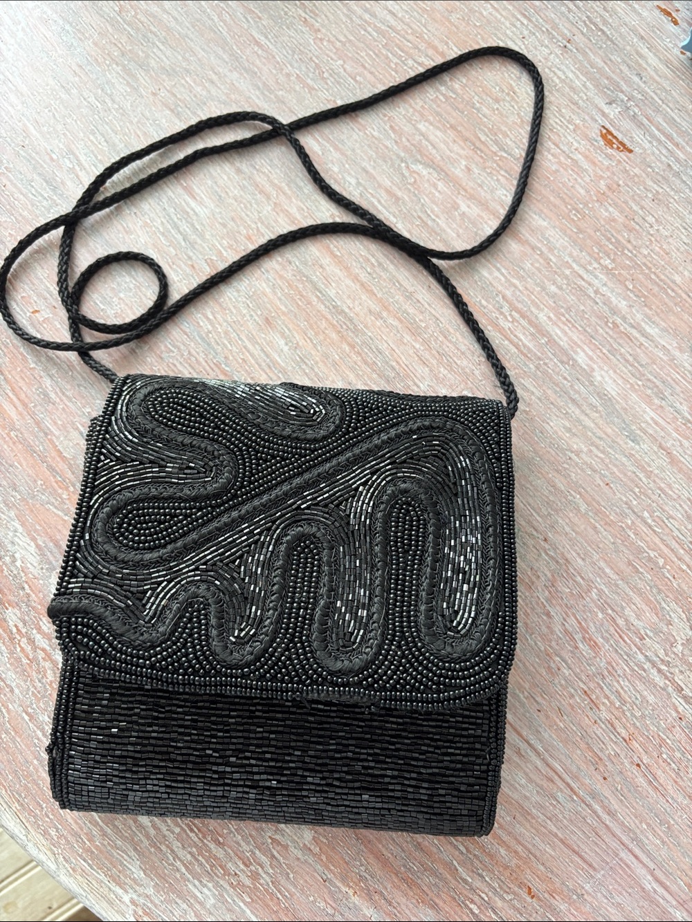 Talbots Black Beaded Crossbody Shoulder Bag